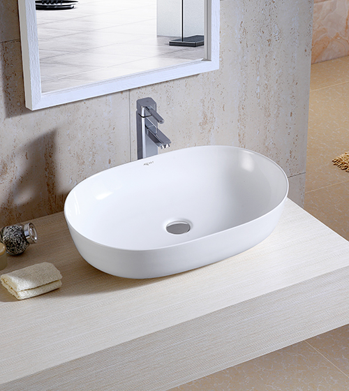 WASH BASIN TABLE TOP - AQUANT -  ( WHITE -  - 600x410 mm - 24inchX16inch )