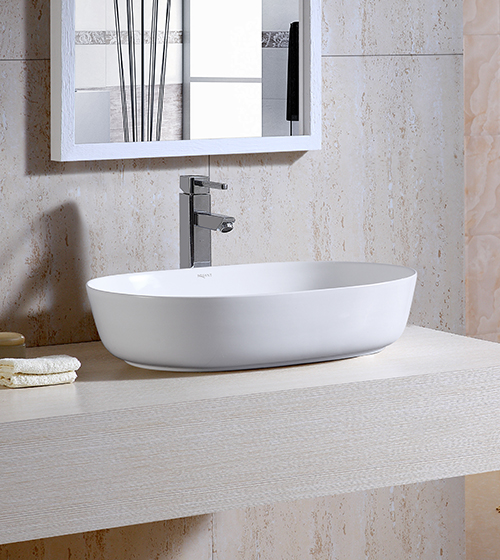 WASH BASIN TABLE TOP - AQUANT -  ( WHITE -  - 600x410 mm - 24inchX16inch )