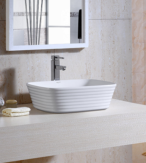 TABLE MOUNTED WASH BASIN - AQUANT- (WHITE-505x380x160 mm - 20.2inchX15.2inchx6.4inch )