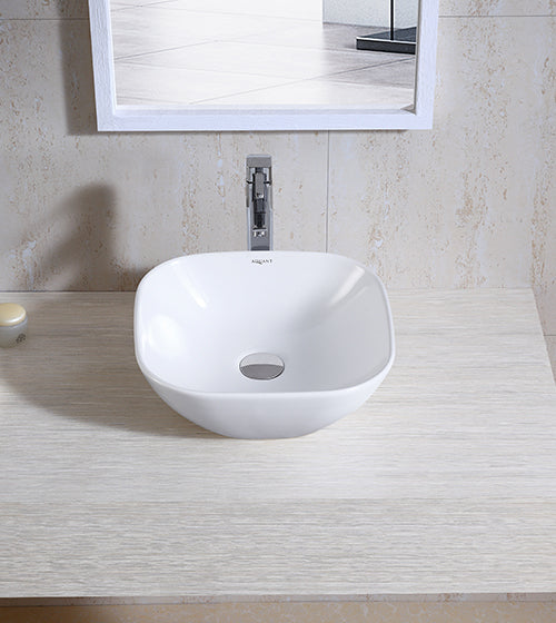 WASH BASIN TABLE TOP - AQUANT - ( WHITE - - 360x350 mm - 14inchX14inch )