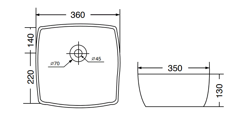 WASH BASIN TABLE TOP - AQUANT - ( WHITE - - 360x350 mm - 14inchX14inch )