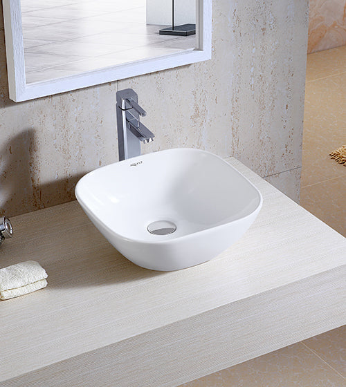 WASH BASIN TABLE TOP - AQUANT - ( WHITE - - 360x350 mm - 14inchX14inch )