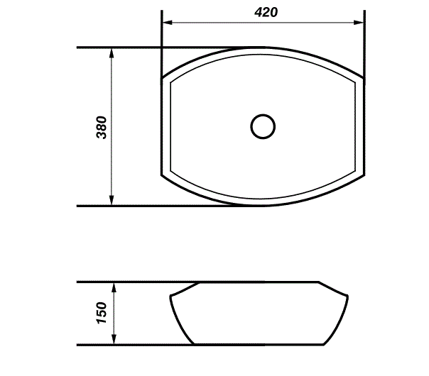 WASH BASIN TABLE TOP - AQUANT - ( GLOSSY BLACK - - 410x380 mm - 16inchX15inch )