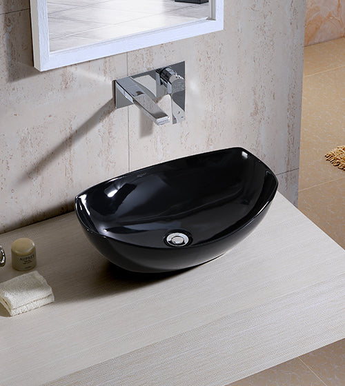 WASH BASIN TABLE TOP - AQUANT -  ( GLOSSY BLACK -  - 560x395 mm - 22inchX16inch )