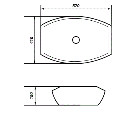 WASH BASIN TABLE TOP - AQUANT -  ( GLOSSY WHITE -  - 560x395 mm - 22inchX16inch )