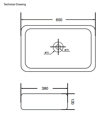 TABLE MOUNTED WASH BASIN - AQUANT - ( GLOSSY WHITE - - 650x380 mm - 26inchX15.2inch )
