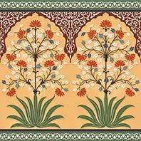DAMASK LOTUS BORDER 1 MATT - SIMPOLO-TILES - ( - TINY TILE MATT - 198x198 mm - 7.8inchX7.8inch )