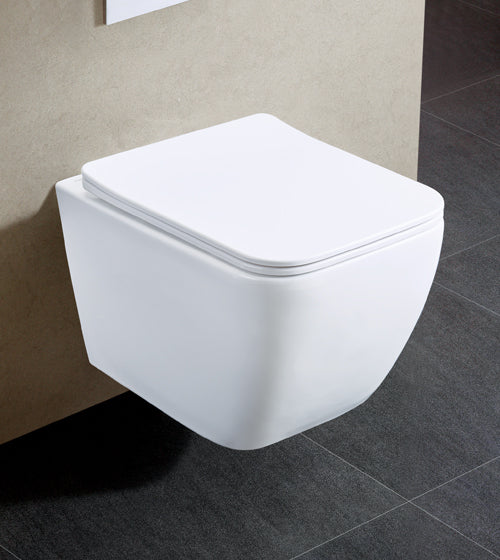 WALL HUNG WC RIMLESS W/UF SEAT COVER ( BOLT DISTANCE 7INCH) - AQUANT - ( WHITE - - 515x360 mm - 20.6inchX14.4inch )