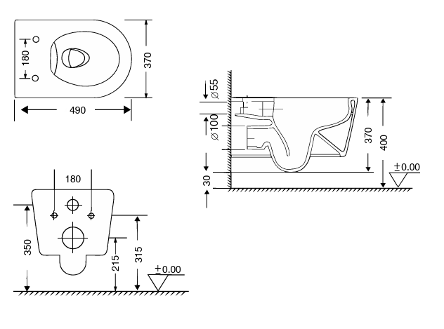 RIMLESS W/HUNG WC W/SLIM UF SEAT COVER ( BOLT DISTANCE 7INCH) - AQUANT - ( STATUARIO GLOSSY FINISH - MARBLE - 490x370 mm - 19.6inchX14.8inch )