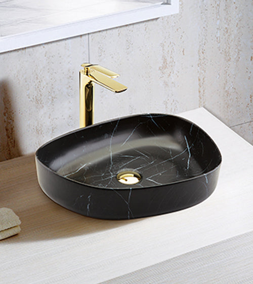 TABLE TOP WASH BASIN - AQUANT -  ( MARQUINA MATT BLACK MARBL -  - 550x400 mm - 22inchX16inch )