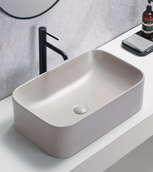 TABLE MOUNTED CERAMIC WASH BASIN - AQUANT -  ( BEIGE CARAMEL MATT -  - 610x380x150 mm - 24.4inchX15.2inchX5inch )