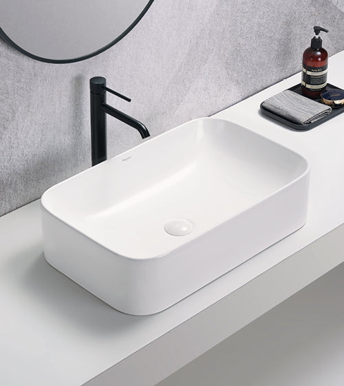 TABLE MOUNTED CERAMIC WASH BASIN - AQUANT -  ( WHITE -  - 610x380x150 mm - 24.4inchX15.2inchX5inch )