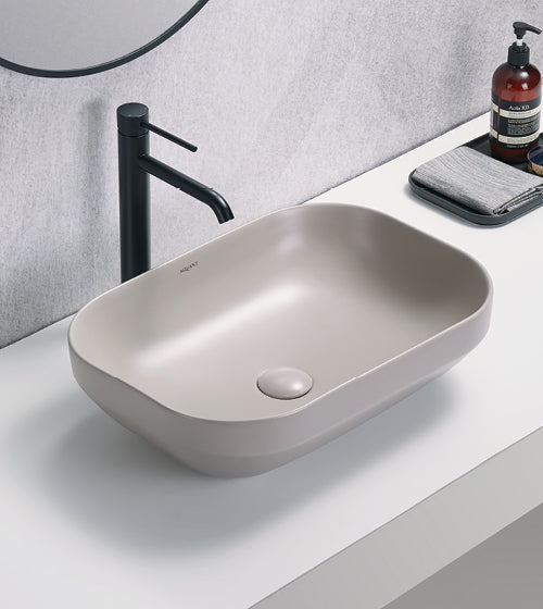 TABLE MOUNTED CERAMIC WASH BASIN - AQUANT -  ( BEIGE CARAMEL -  - 504x352 mm - 20.16inchX14.08inch )