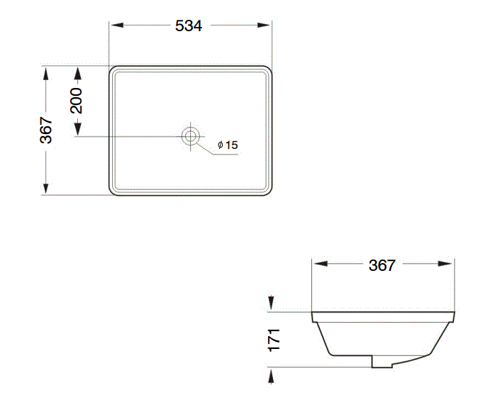 UNDER COUNTER WASH BASIN - AQUANT -  ( MATT BLACK -  - 534x367x171 mm - 21.36inchX14.68inchX6.84inch )