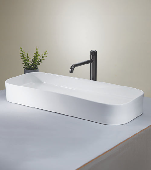 TABLE MOUNTED CERAMIC WASH BASIN - AQUANT -  ( WHITE -  - 950x380x130 mm - 38inchX15.2inchX5.2inch )