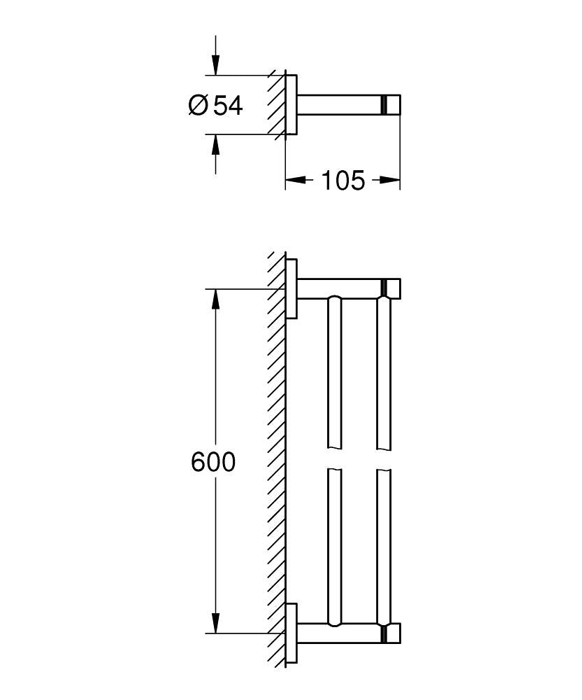 ESSENTIALS DOUBLE TOWEL BAR 600MM - GROHE - ( CHROME - G3 - ESSENTIALS - 0x0 mm - 0inchX0inch )