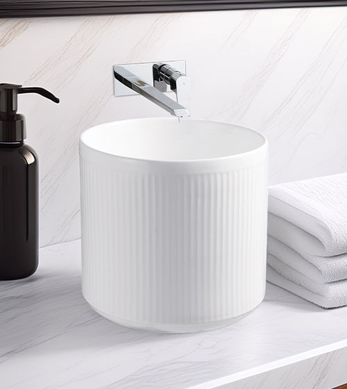TABLE MOUNTED WASH BASIN - AQUANT -  ( WHITE - AQUANT - 400x380 mm -  16inchX15.2inch )