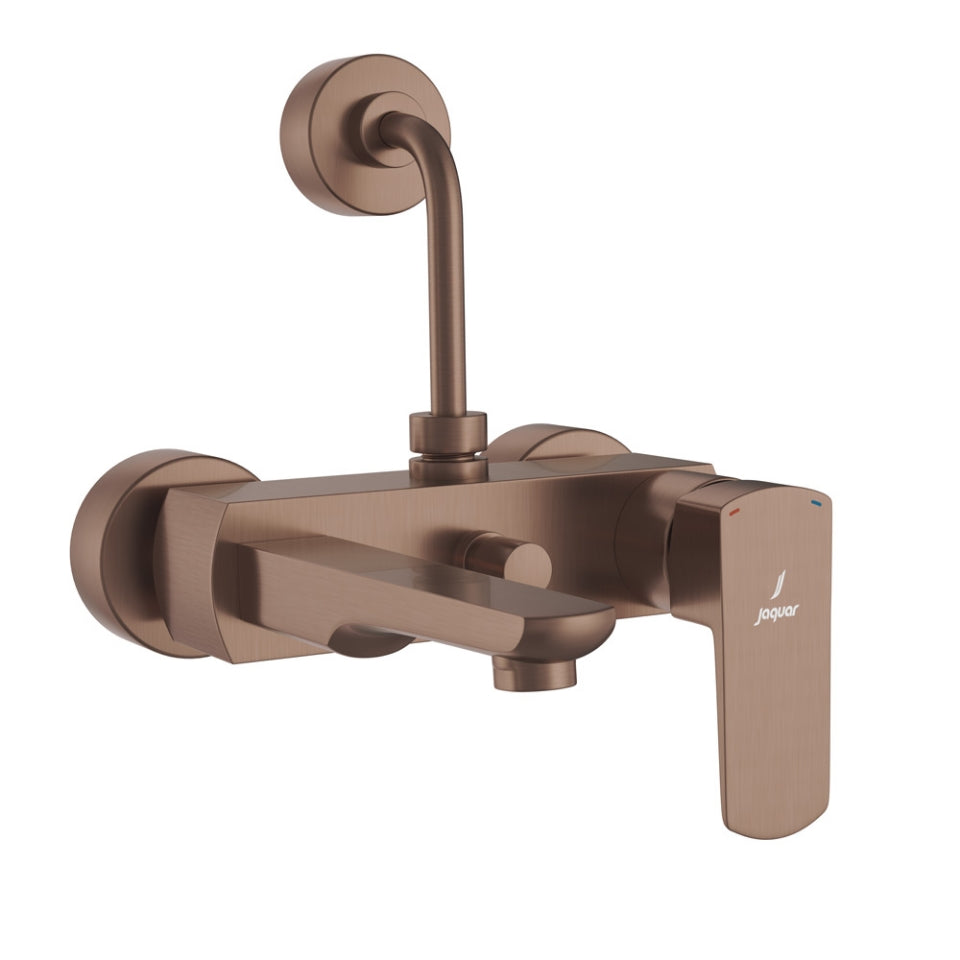 SINGLE LEVER WALL MIXER WITH LONG BEND PIPE ON UPPER SIDE, CONNECTING LEGS & WALL FLANGES - JAQUAR FAUCETS - ( ANTIQUE COPPER - KUBIX PRIME - 0x15 mm - 0inchX0.5inch )