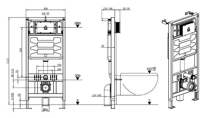 CONC.CISTERN W/FULL FRAME - AQUANT - ( - - 1112x95 mm - 44.5inchX3.8inch )