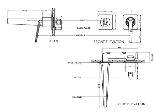 BRASS WALL MOUNT BASIN MIXER - AQUANT - ( CHROME - - 0x0 mm - 0inchX0inch )