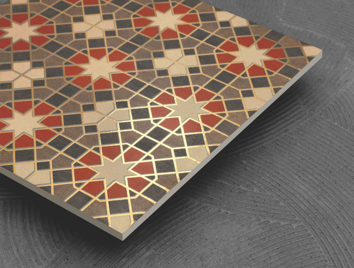 RED CARNIVAL HL - DESIGNER TILES -  (  - 3RD FRD GLD & SILVR EDITN VITR.TILE - 300x300 mm - 12inchX12inch )