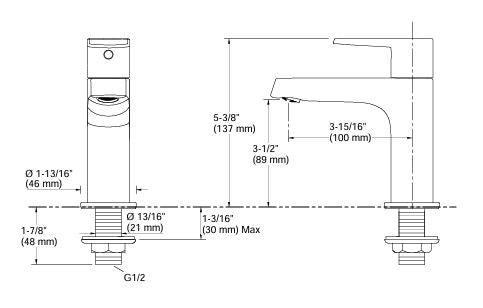 SINGLE-HANDLE BATHROOM SINK FAUCET, COLD ONLY - KOHLER POPULAR -  ( POLISHED CHROME - POPULAR - 0x15 mm - 0inchX0.6inch )
