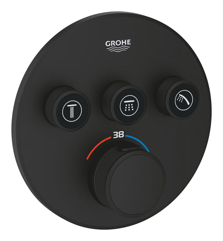 GROHTHERM SMARTCONTROL THERMOSTAT FOR CONCEALED INSTALLATION WITH 3 VALVES - GROHE - ( PHANTOM BLACK - G4 - GROHTHERM - 0x15 mm - 0inchX0.5inch )