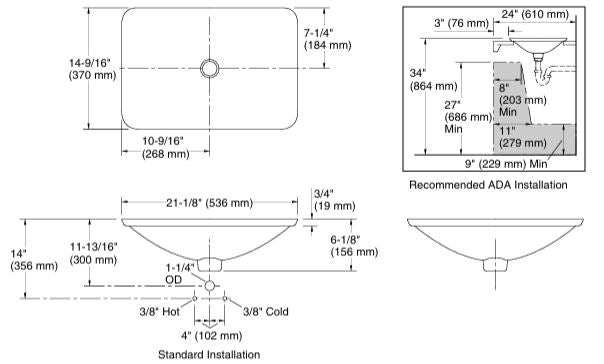 DUTCHMASTER MIDNIGHT FLORAL RECTANGULAR DROP IN BATHROOM SINK, NO OVERFLOW - KOHLER LUXURY - ( MIDNIGHT FLORAL - LUXURY - 0x0 mm - 0inchx0inch )