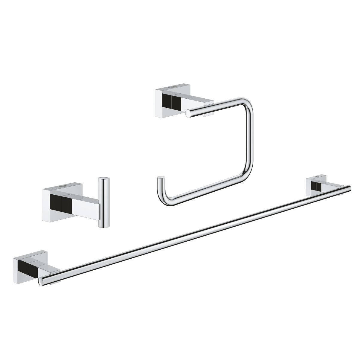 ESSENTIALS CUBE ACCESSORIES SET GUEST 3-IN-1 (ROBE HOOK, TOILET PAPER HOLDER & TOWEL RAIL 558 MM) - GROHE - ( CHROME - G3 - ESSENTIALS - 0x0 mm - 0inchX0inch )