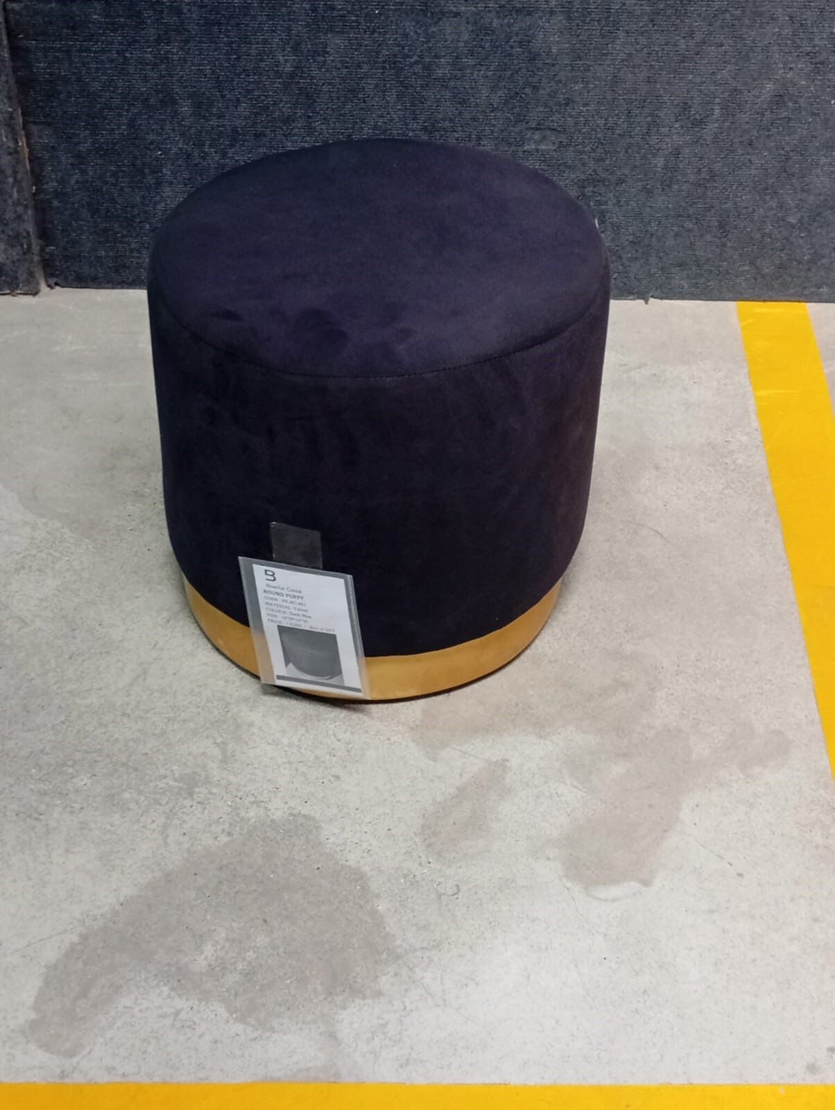 TRIO HB PUFFE W/ BLACK FABRIC & GOLD BASE - FURNITURE - (GREY - BUENA CASA - 0x406x394 mm - 0inchX16.24inchX15.76inch)