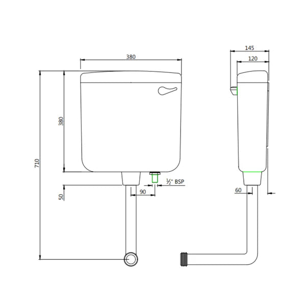 SMART SL FLUSH W/H CISTERN FOR EWC - ESSCO CISTERN - ( WHITE - - 0x0 mm - 0inchx0inch )
