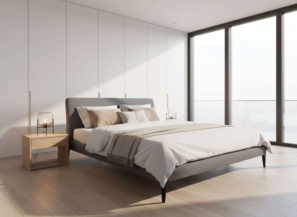 SB705-ADELINE KING SIZE BED (W/O BED STORAGE)(BLUE) (HEADBOARD L-1854mm,L-2133mm,W-1930mm) - FURNITURE - (DARK GREY - BUENA CASA - 1981x1829 mm - 79.24inchX73.16inch)