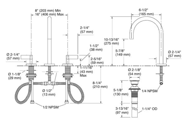 ONE SINK FAUCET GOOSENECK SPOUT, LEVER HANDLES - KOHLER LUXURY - ( MATT BLACK - LUXURY - 0x15 mm - 0inchX0.15inch )