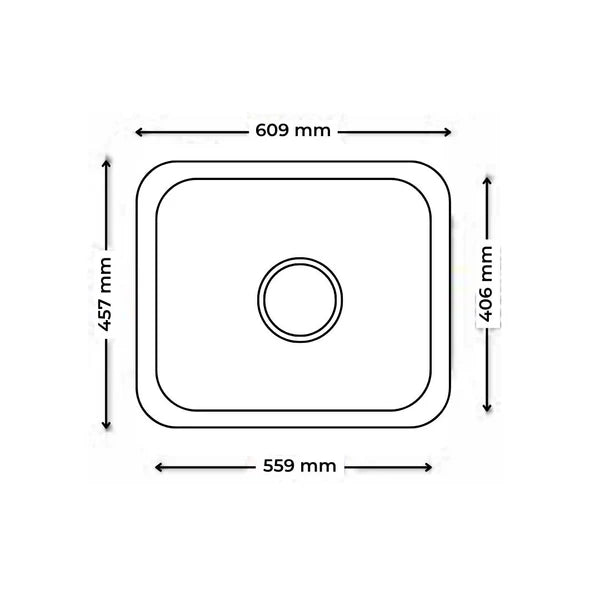 SS KITCHEN SINK 1.0 BOWL W/O DRAINBOARD (DEPTH 9INCH)WITH FA-07 WASTE COUPLING - FUTURA - ( SATIN FINISH - UNDERMOUNT SERIES - 609x457 mm - 24.36inchX18inch )