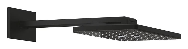 RAINSHOWER AQUA RECTANGULAR HEAD SHOWER SET 430 MM CEILING SHOWER ARM - GROHE - ( PHANTOM BLACK - G5 - RAINSHOWER AQUA - 400x230 mm - 16inchX9.2inch )