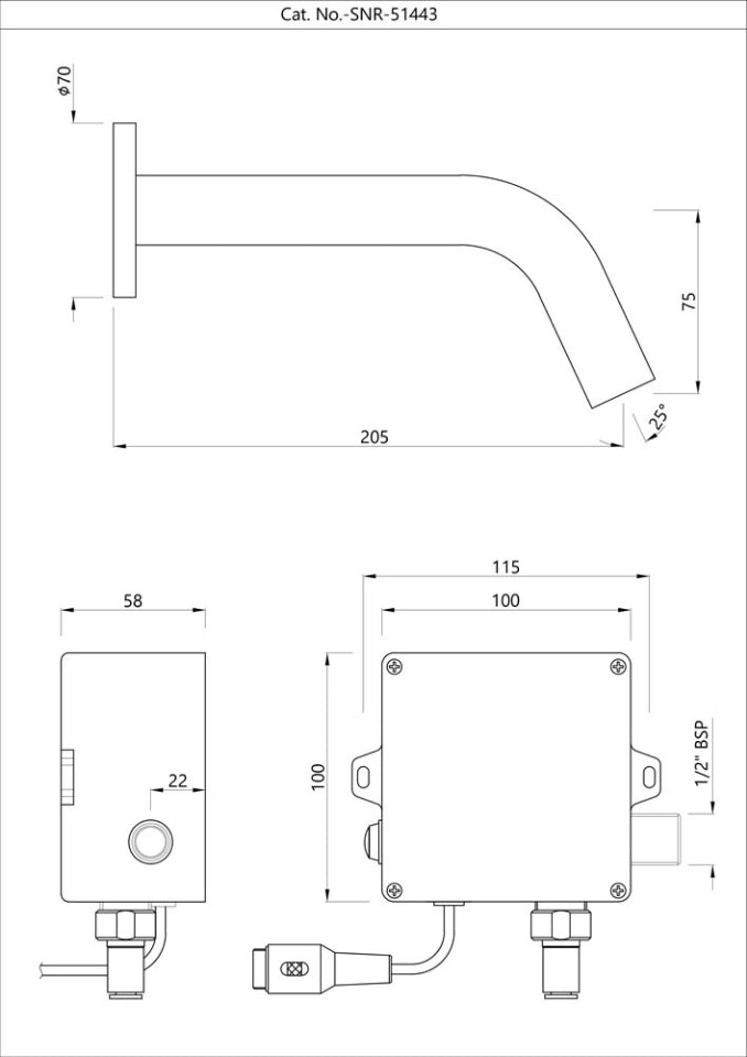 BLUSH W/M FAUCET FOR W/BASIN(BATTERY OP)- JAQUAR FAUCETS - ( CHROME - SENSOR - 0x15 mm - 0inchX0.5inch )