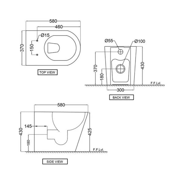 BACK TO WALL RIMLESS EWC P W/S.COVER - JAQUAR SWARE - ( WHITE - OPAL - 0x0 mm - 0inchX0inch )