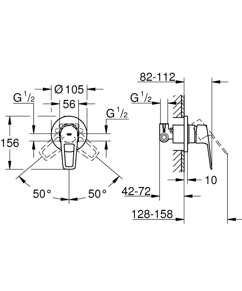 NEW BAULOOP 1-HANDLE SHOWER MIXER - GROHE-G2 - ( CHROME - G2 - BAUCOSMOPOLITAN - 0x0 mm - 0inchX0inch )
