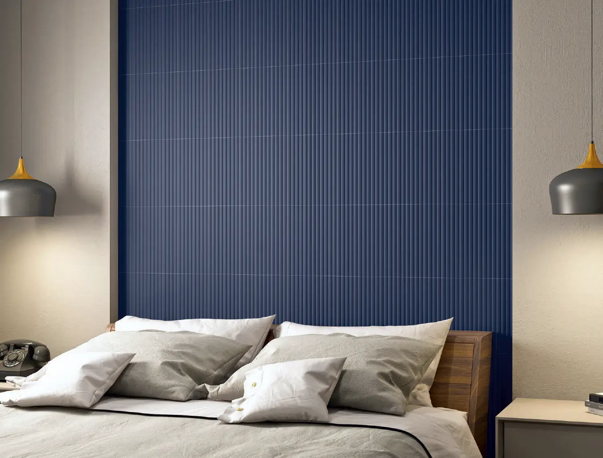 FLUTE DENIM BLUE 10MM - COLORTILE -  (  - FLUTE MATT - 300x75 mm - 12inchX3inch )