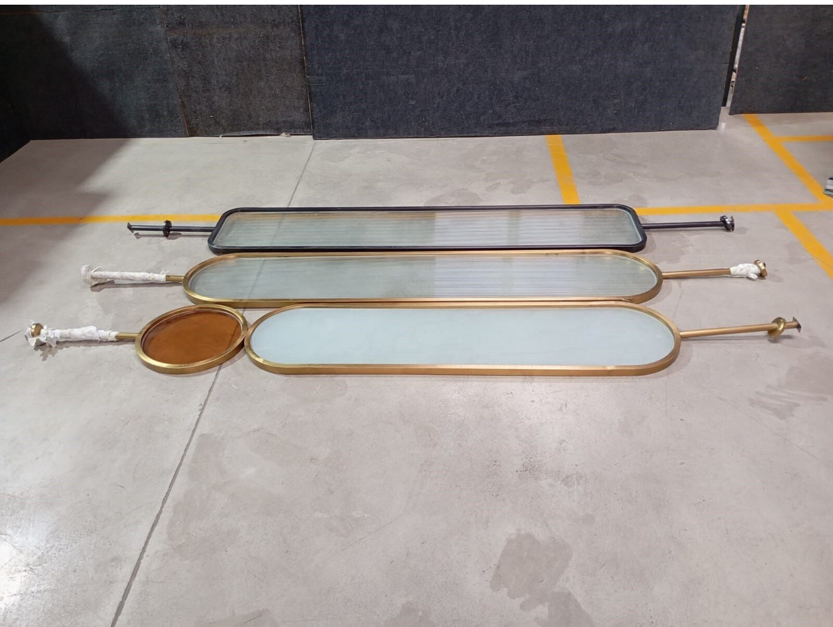 1011 GLASS DIVIDER WITH SS FRAME & BASE PVD COATED - FURNITURE - ( - BUENA CASA - 0x406x2767 mm - 0inchX16.24inchX110.68inch)