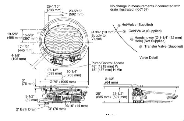 RIVERBATH 75INCH WP, 2 PUMPS 4KW HEATER - KOHLER LUXURY - ( - LUXURY - 0x0 mm - 0inchX0inch )