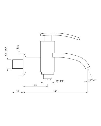 BIB COCK 2-WAY W/FLANGE - ARTIZE FAUCET - ( CHROME - SIGNAC - 0x15 mm - 0inchX0.5inch )