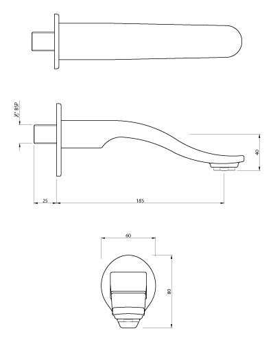 TIAARA BATH TUB SPOUT W/FLANGE - ARTIZE FAUCET - ( GOLD MATT PVD - SPOUT - 0x15 mm - 0inchX0.5inch )