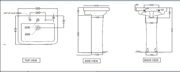 FULL PEDESTAL FOR 101801 - ESSCO SWARE - ( WHITE - - 0x0 mm - 0inchx0inch )