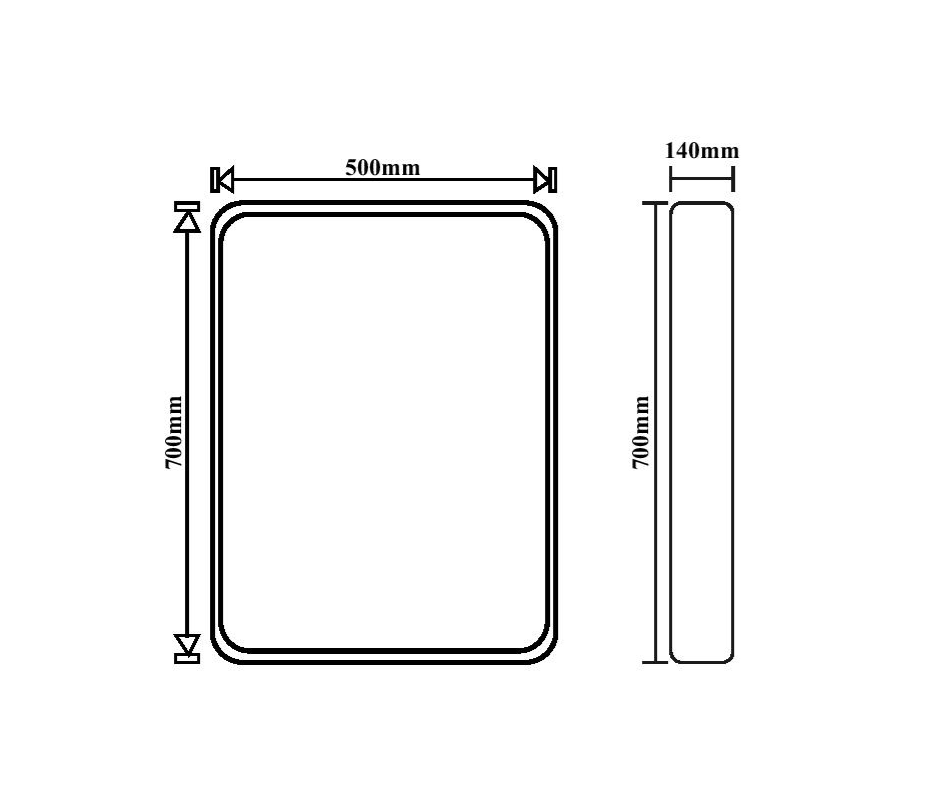 MIRROR CABINET WITH LED STRIP LIGHT WITH WAVE SENSOR -GERMA -  (  - CARBON FIBER - 500x140x700 mm - 20inchX5.6inchX28inch )