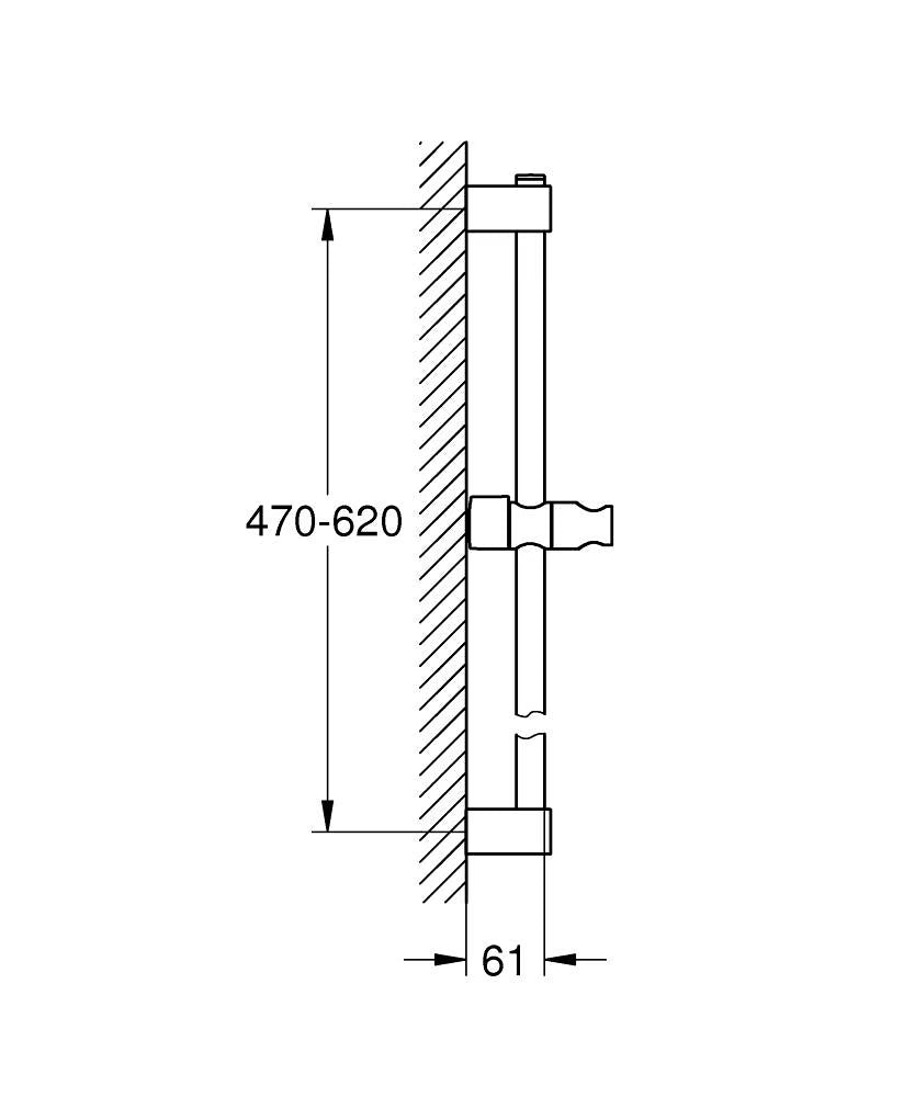 NEW TEMPESTA SHOWER RAIL 600MM - GROHE - ( CHROME - G3 - TEMPESTA NEUTRAL - 0x15 mm - 0inchX0.6inch )