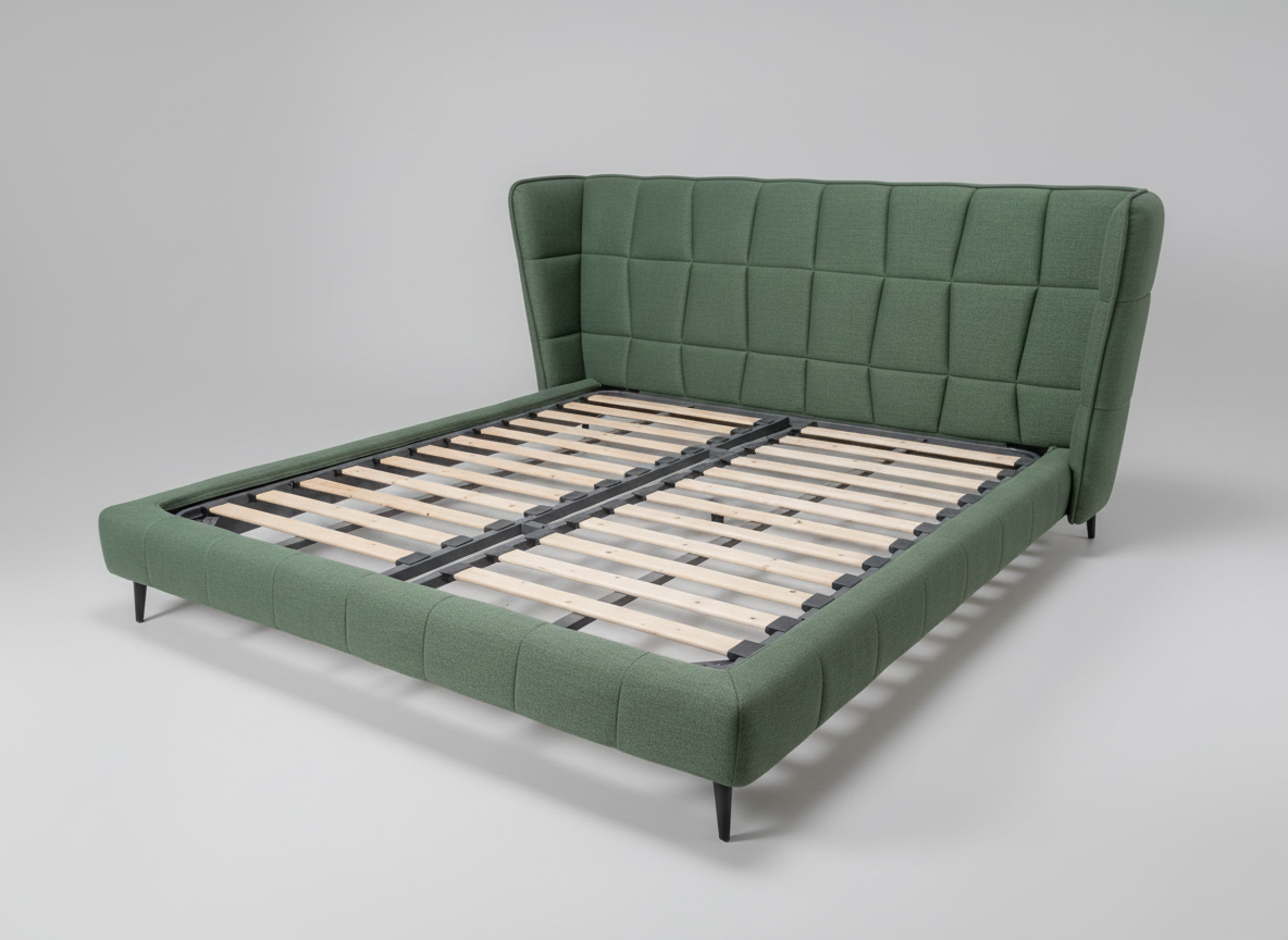 SB56A-WINGED KING SIZE BED (W/O STORAGE) (GREEN) (HEADBOARD L-2260mm, H L-2260mm,W-2006mm) - FURNITURE - ( - BUENA CASA - 1981x1778 mm - 79.24inchX71.12inch)