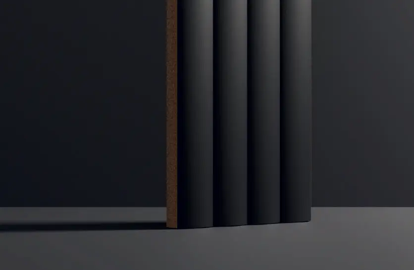 FLUTE CRON BLACK 10MM - COLORTILE -(FLUTE MATT - 300x75 mm - 12inchX3inch )