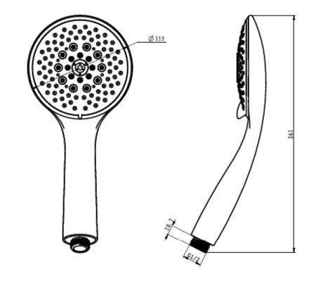 HAND SHOWER ROUND - AQUANT - ( CHROME - - 15x120 mm - 0.5inchX4.5inch )