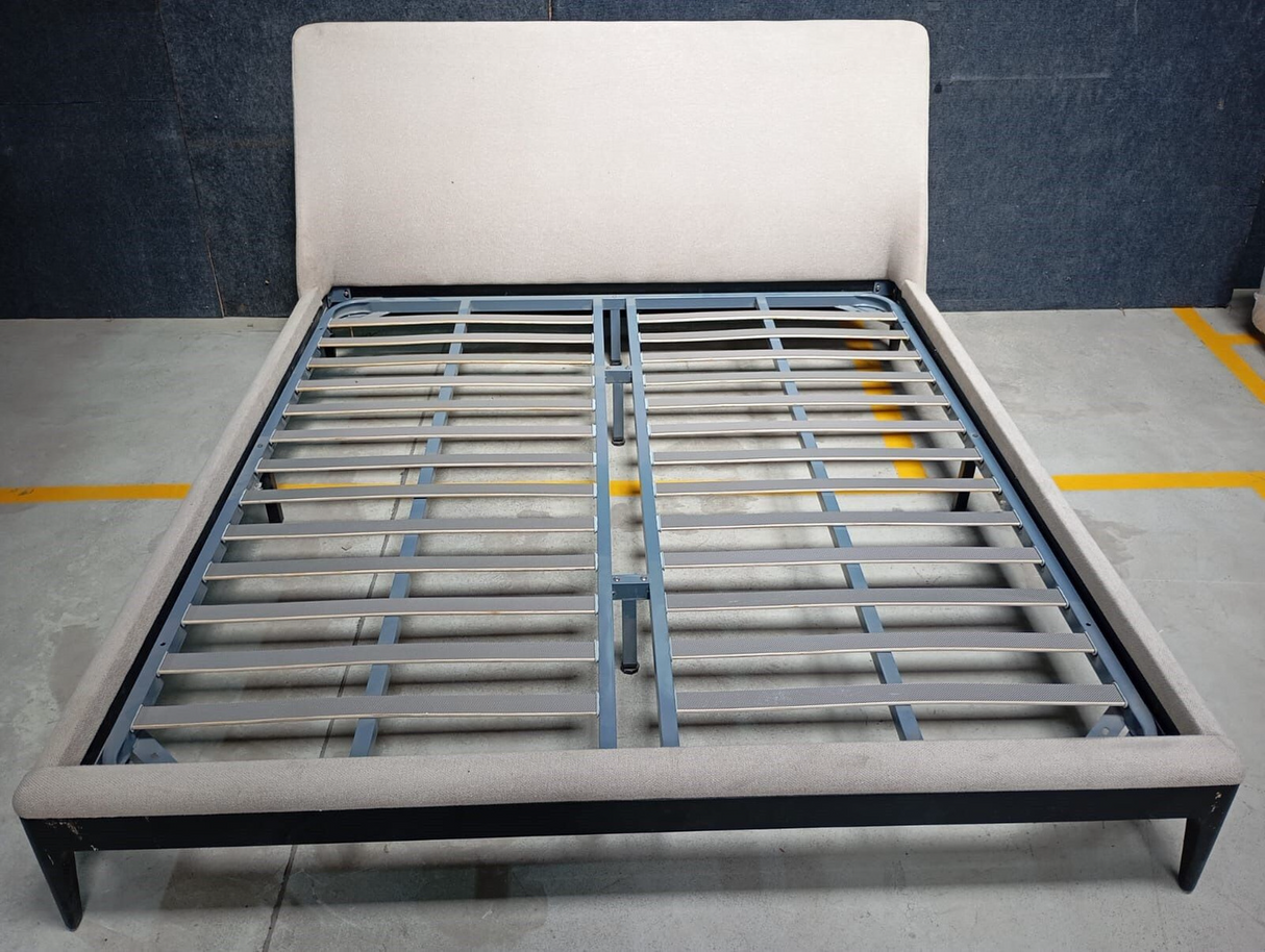 SB705-ADELINE KING SIZE BED  (W/O BED STORAGE) (OFF WHITE) (HEADBOARD L-1854mm, L-2146mm, W-1930mm) - FURNITURE - (WHITE - BUENA CASA - 1981x1829 mm - 79.24inchX73.16inch)